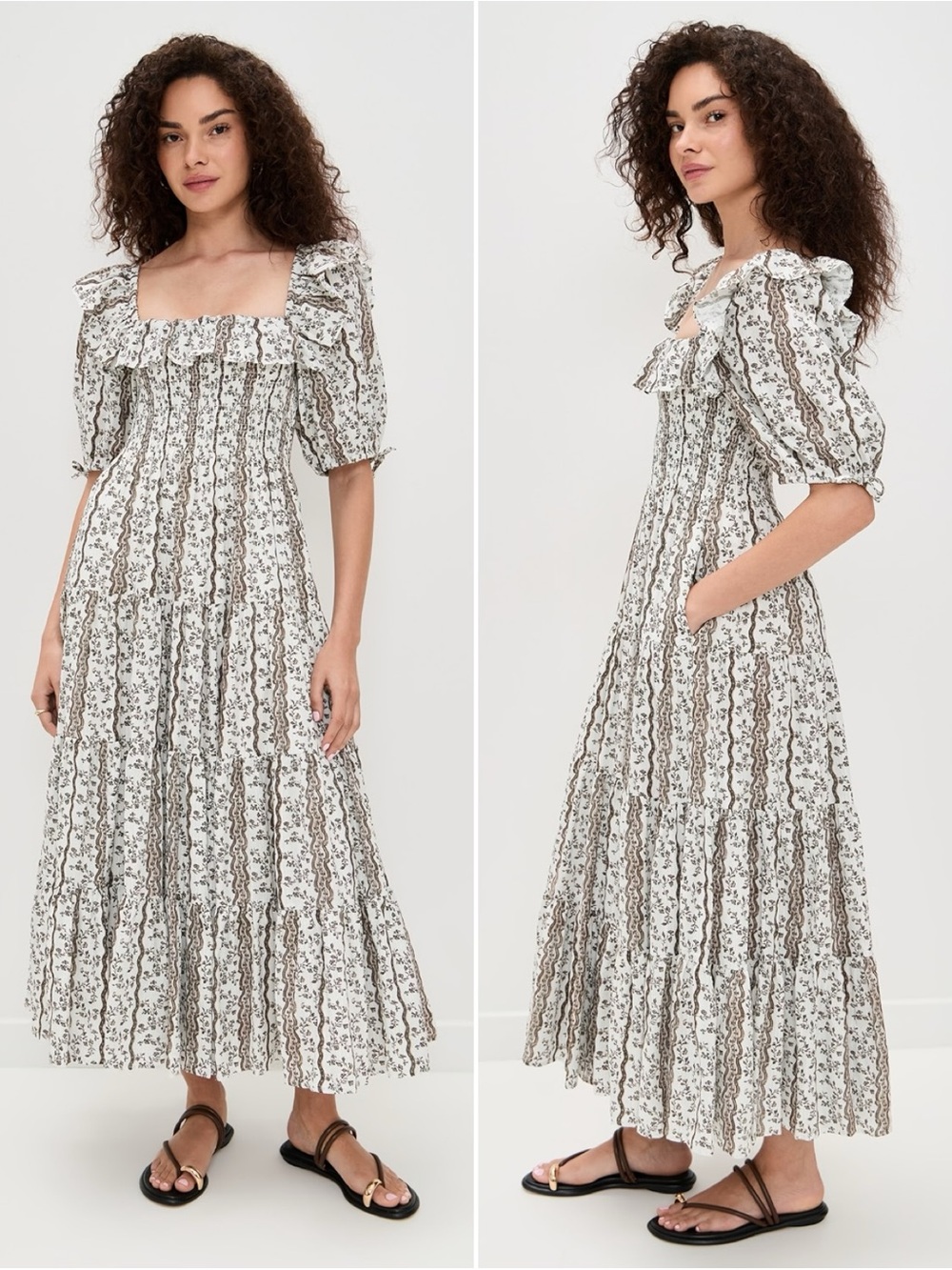 Hill House Home The Corinne Nap Dress Provence Floral Mocha Maxi XS NWT